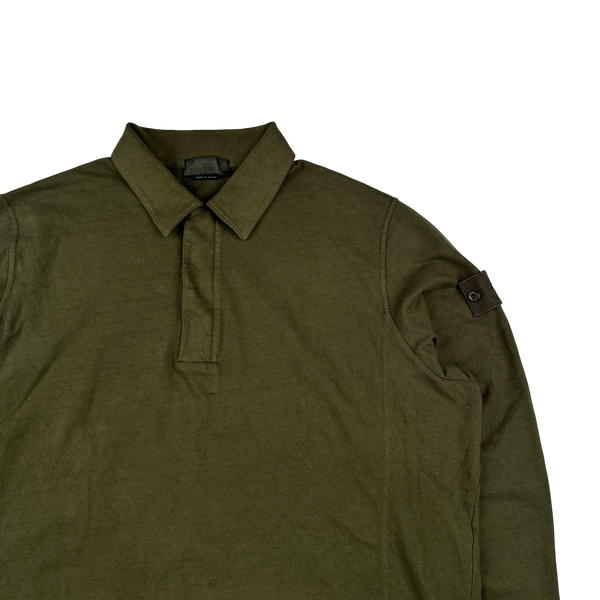 Stone Island 2023 Khaki Ghost Piece Cotton Longsleeve Polo - 3XL