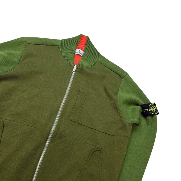 Stone Island 2022 Green/Coral Knit Reversible Cardigan - Medium