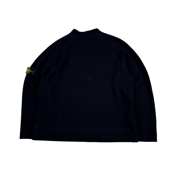 Stone Island Vintage Green Edge 1998 Black Wool Blend Mock Neck Jumper - XL