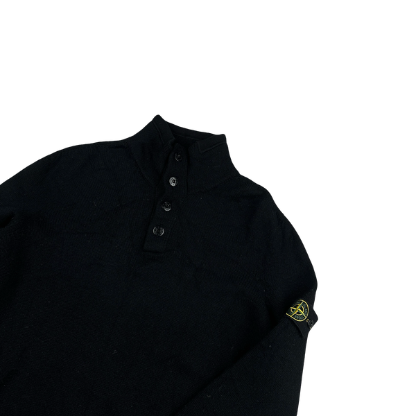 Stone Island 2005 Black Wool High Neck Pullover Jumper - XXL