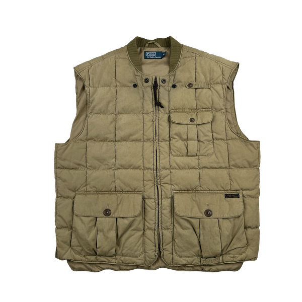 Ralph Lauren Vintage Tan Quilted Cargo Gilet - XXL
