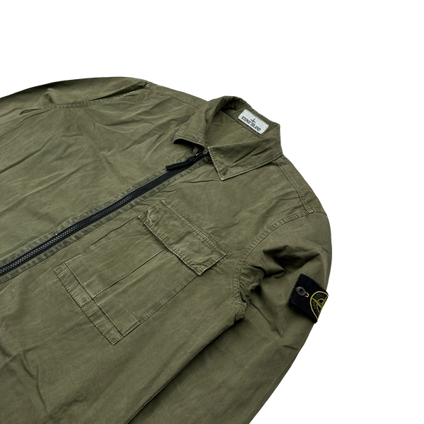 Stone Island 2019 Green Cotton Garment Dyed Overshirt - Medium