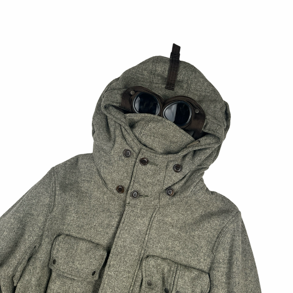 CP Company Grey MTP Liner Tweed Goggle Face Mask Field Jacket - Large