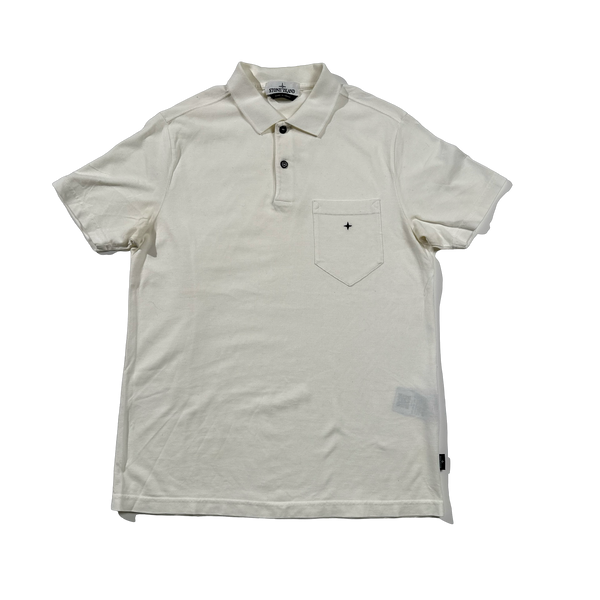 Stone Island Stellina White Slim Fit Compass Polo Shirt - Large