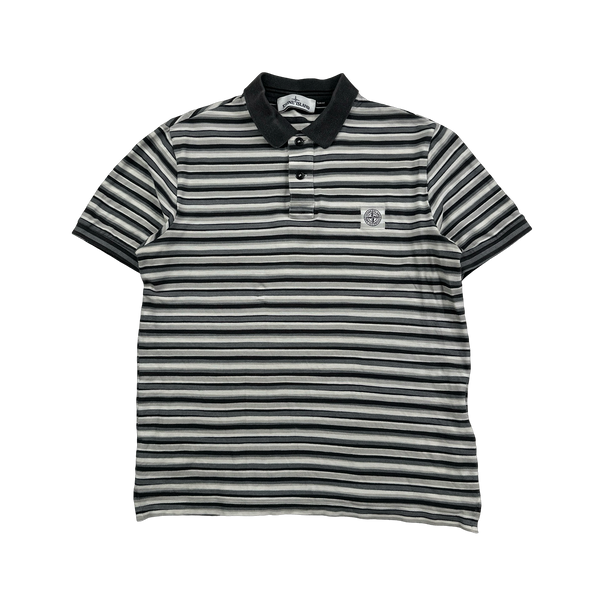 Stone Island 2014 Grey Striped Short Sleeved Polo Shirt - Large