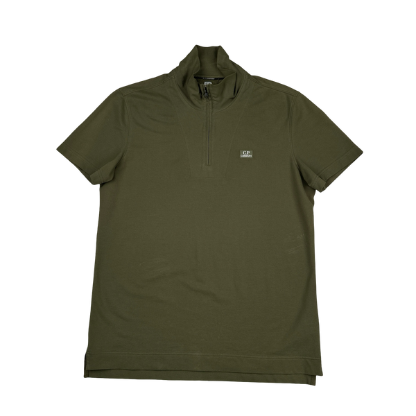 CP Company Khaki Cotton Short Sleeve Polo - Large