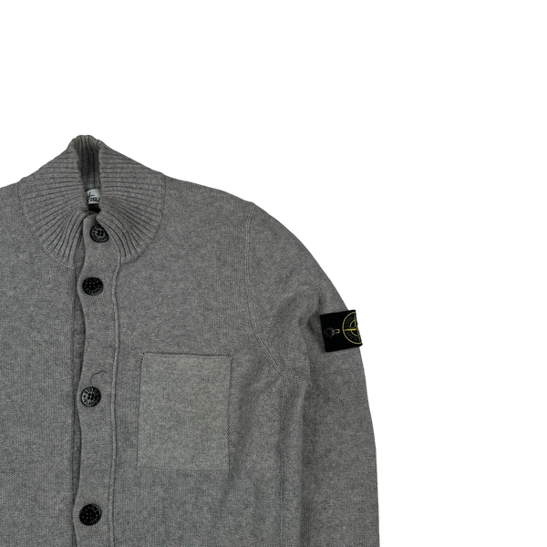 Stone Island 2017 Grey Wool Cashmere Buttoned Jumper - Large
