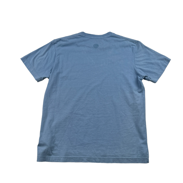 Stone Island 2013 Blue Cotton Spellout Graphic T Shirt - Large