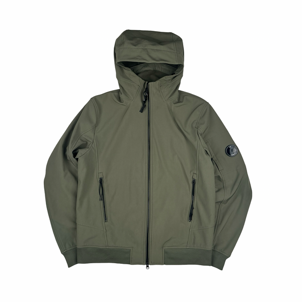 CP Company Khaki Green Fleece Lined Soft Shell Jacket - Large