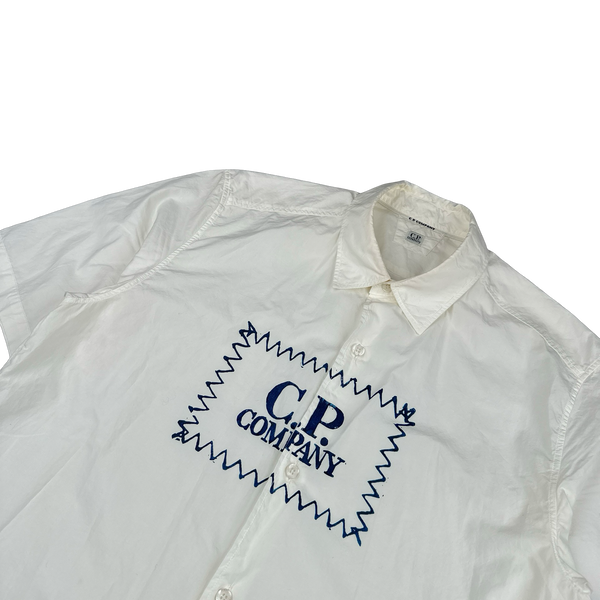 CP Company White Printed Spellout Buttoned Shirt - Large
