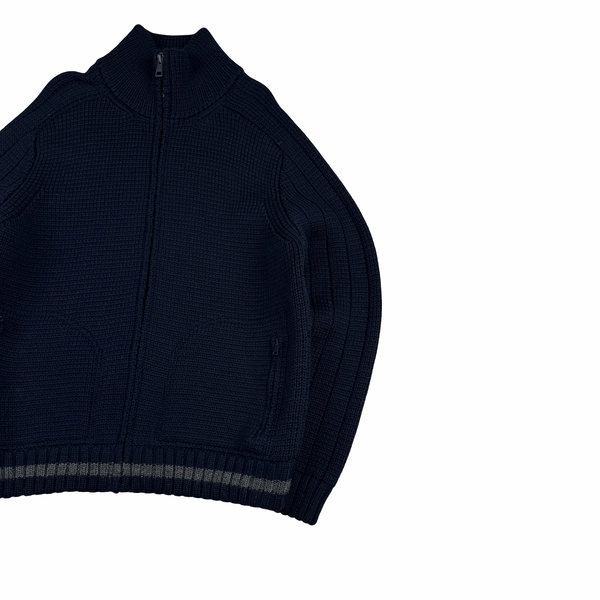 Gucci Navy Heavyweight Thick Wool Knit Zipped Jumper  - XL