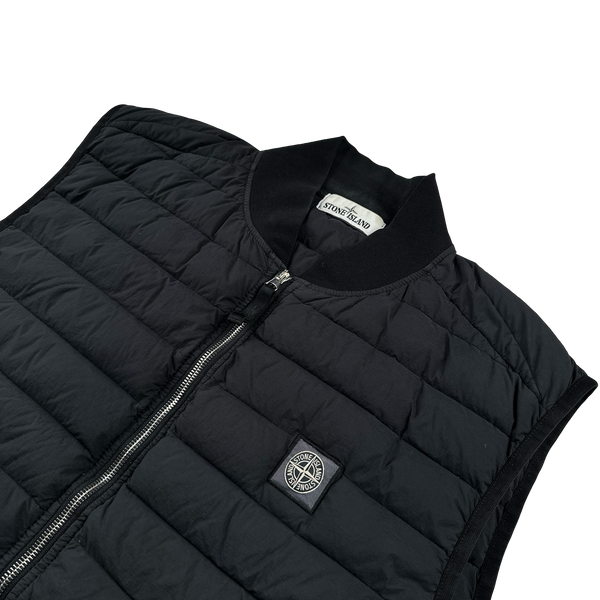 Stone Island 2020 Black Loom Woven Down Chambers Stretch Nylon-TC Gilet - Large