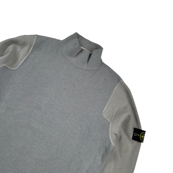 Stone Island 1999 Grey Wool Vintage Pullover Roll Neck Jumper - Large