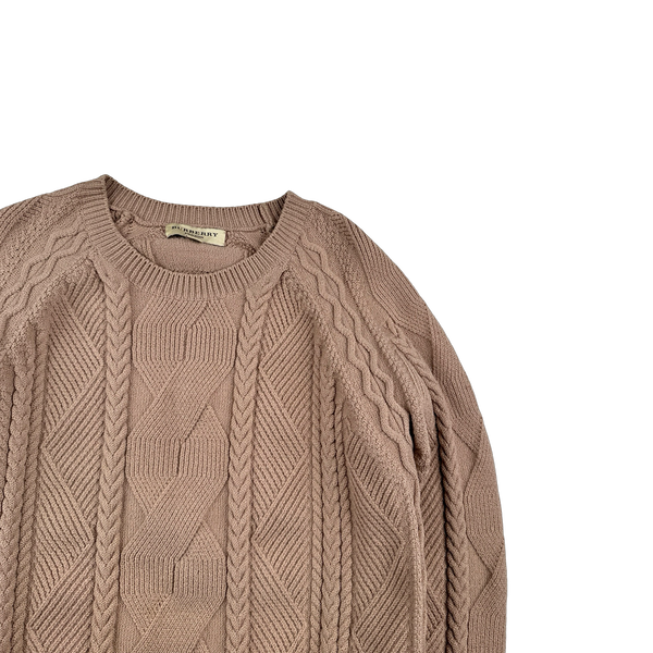 Burberry Blush Pink Wool Cable Knit Jumper - Medium