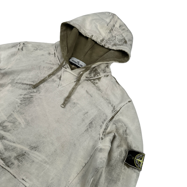 Stone Island 2017 Khaki Hand Corrosion Pullover Hoodie - Large