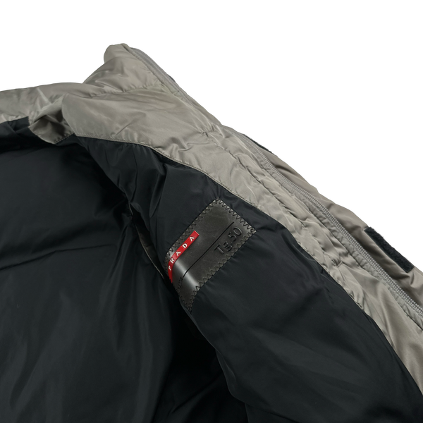 Prada Tan Red Tab Down Filled Puffer Gilet - Large