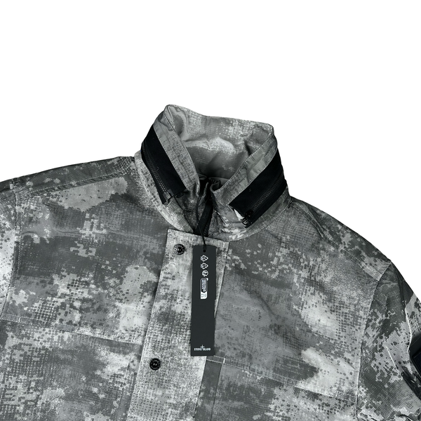 Stone Island 2024 Dissolving Grid Camo Mesh Reflective Nylon Jacket - Medium - Large