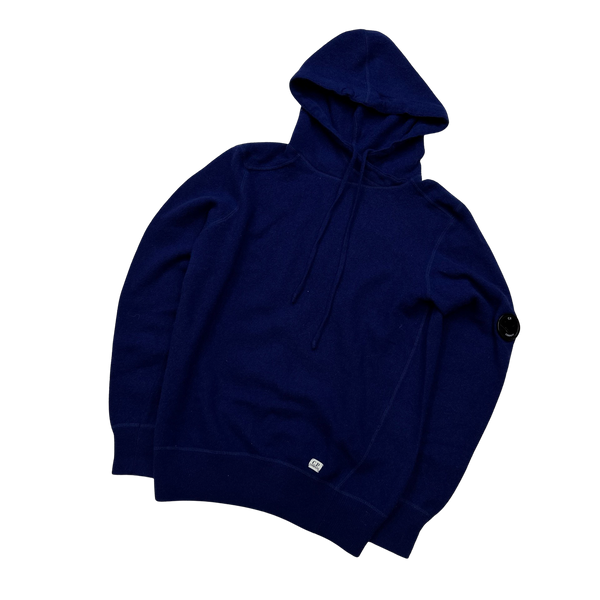 CP Company Blue Wool Hooded Lens Viewer Jumper - Small