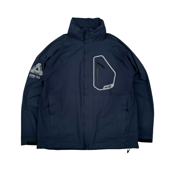 Palace Navy Reflective Spellout Gore-Tex Palicite Shell Jacket - Large