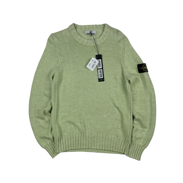 Stone Island 2014 Green Silk Blend Fine Knitted Crewneck - Small