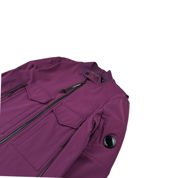 CP Company Purple Fleece Lined Soft Shell Bomber Jacket - Large