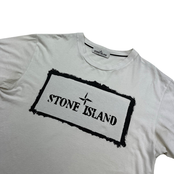 Stone Island 2021 White Spellout Cotton T Shirt -