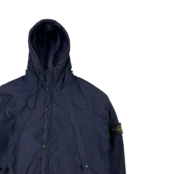 Stone Island Vintage 2003 Navy Quilted Nylon Hooded Jacket - Medium