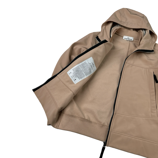 Stone Island 2021 Pale Pink Soft Shell E Dye Hooded Jacket - Small