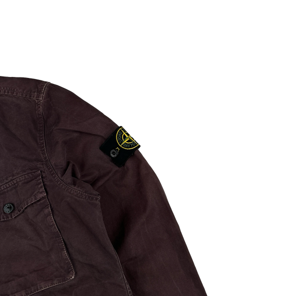 Stone Island 2015 Burgundy Thick Cotton Overshirt - Small