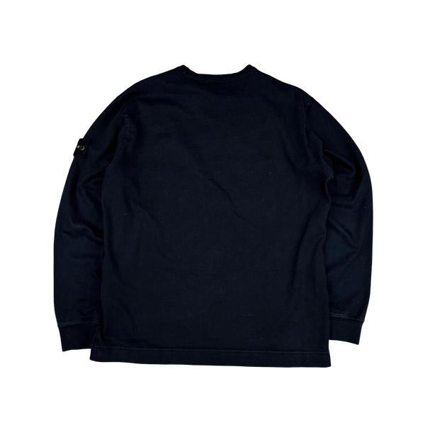 Stone Island Navy Cotton Crewneck Sweatshirt - Large