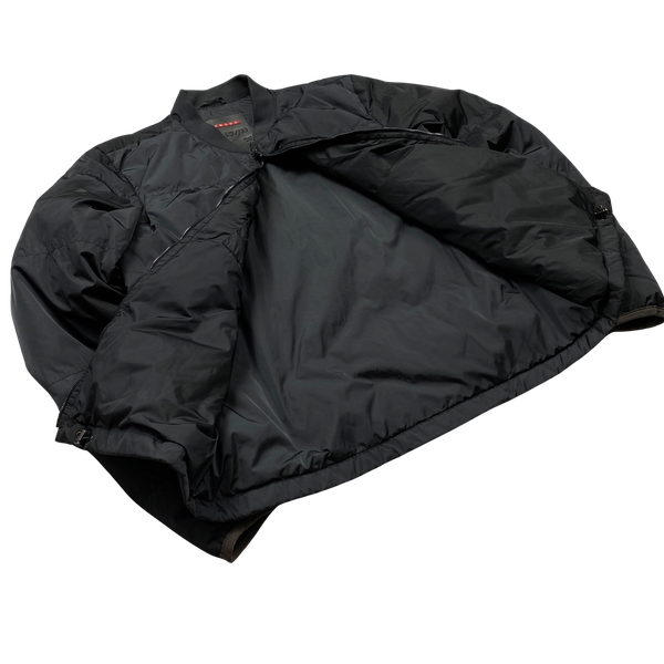 Prada Black Nylon Down Padded Bomber Jacket - XL