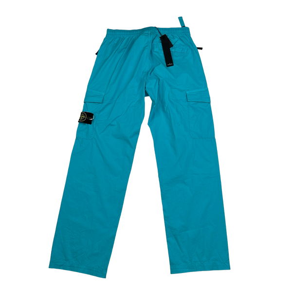 Stone Island 2023 Blue Regular Fit Stretch Cotton Tela Cargo Trousers - 33"