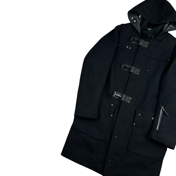 Ma Strum Navy Clasp Multi Pocket Long Wool Jacket- Small