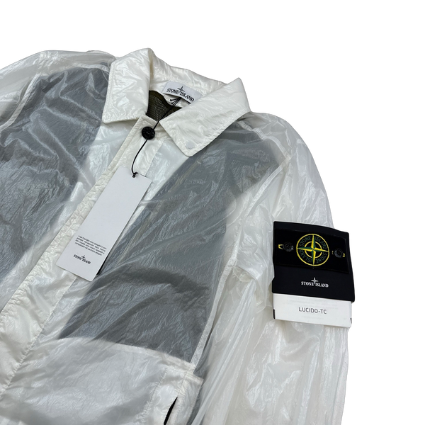 Stone Island 2021 White Lucido-TC Collared Jacket - Small
