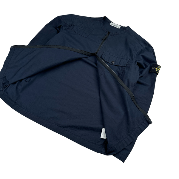 Stone Island 2019 Navy Cotton Zipped Shirt - Medium