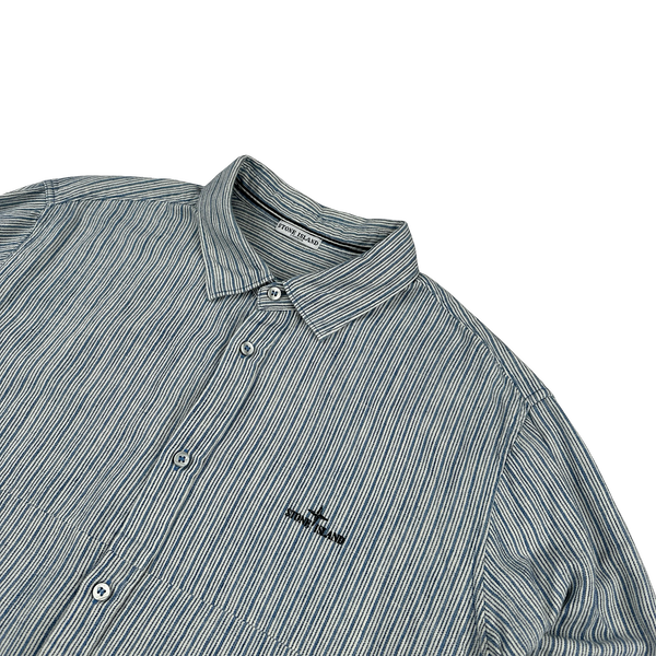 Stone Island 2011 Blue Striped Cotton Buttoned Shirt - XXL