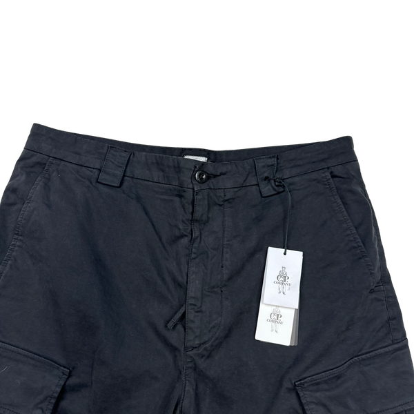 CP Company Black Cotton Loose Fit Cargo Trousers - 36"