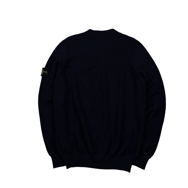 Stone Island 2019 Navy Blue Wool Crewneck Jumper - Large