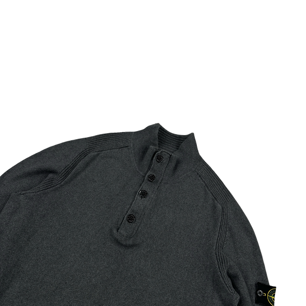 Stone Island 2012 Grey Cotton Knit Quarter Buttoned Jumper - 3XL