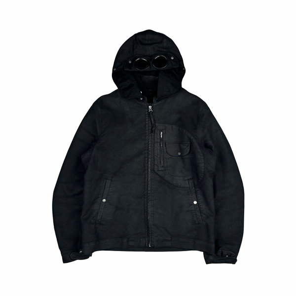 CP Company 2004 Vintage Black Hand Painted Mole Skin Archive Goggle Jacket - XL