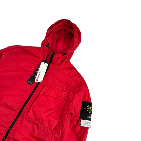 Stone Island 2022 Red Crinkle Primaloft Lined Jacket - Medium