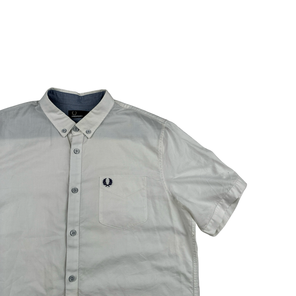 Fred Perry White Buttoned Short Sleeve Shirt - Large