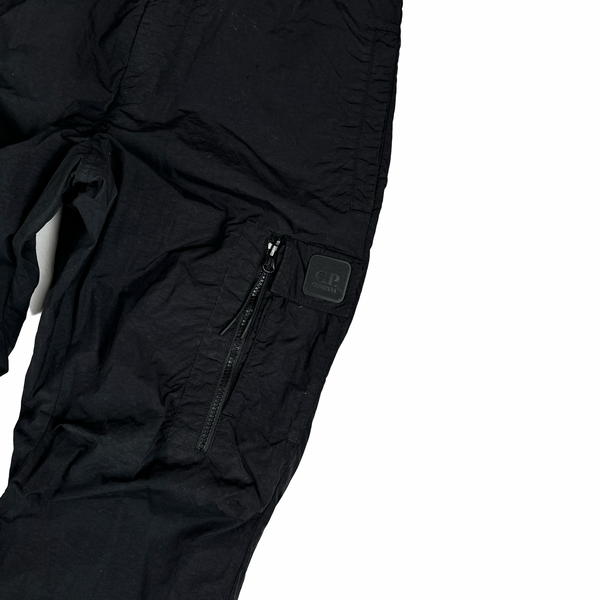 CP Company Metropolis Black Nylon Spellout Cargo Trousers - Medium