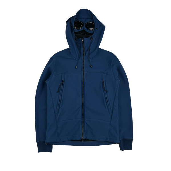 CP Company Navy Fleece Lined Soft Shell Goggle Jacket - Large