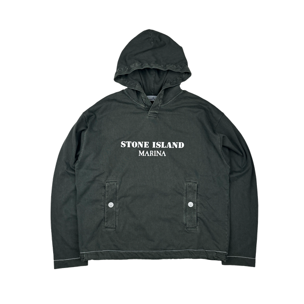 Stone Island 2024 Marina Overdyed Spellout Cotton Hoodie - Medium