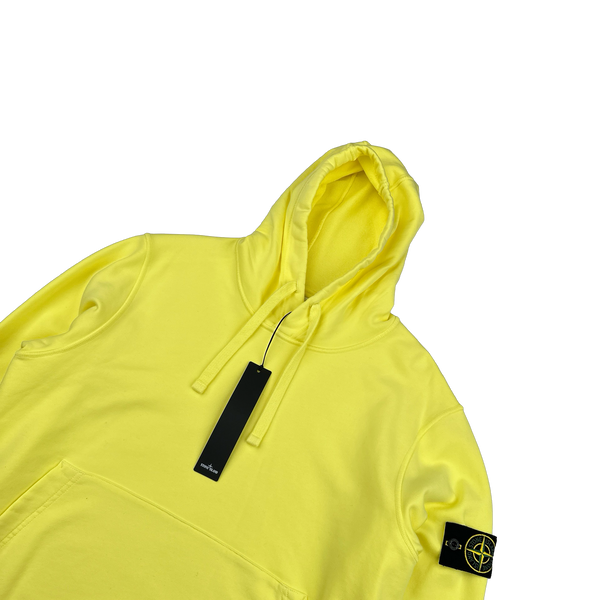 Stone Island 2022 Neon Yellow Pullover Hoodie - Large