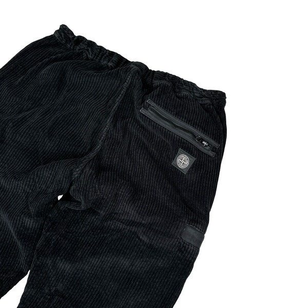 Stone Island Black Regular Fit Corduroy Multi Pocket Trousers - Large