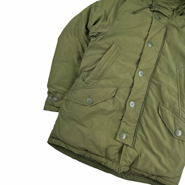 Stone Island 2014 Green Micro Reps Down Filled Fur Trim Parka - Medium