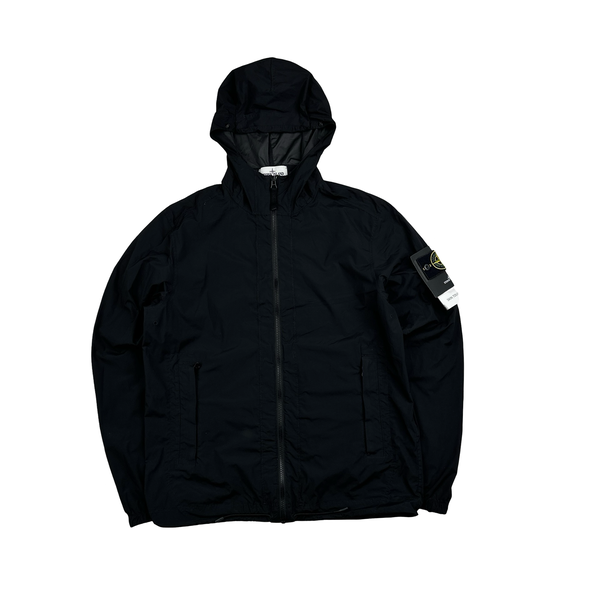 Stone Island 2020 Black Skin Touch Nylon Hooded Jacket - Small