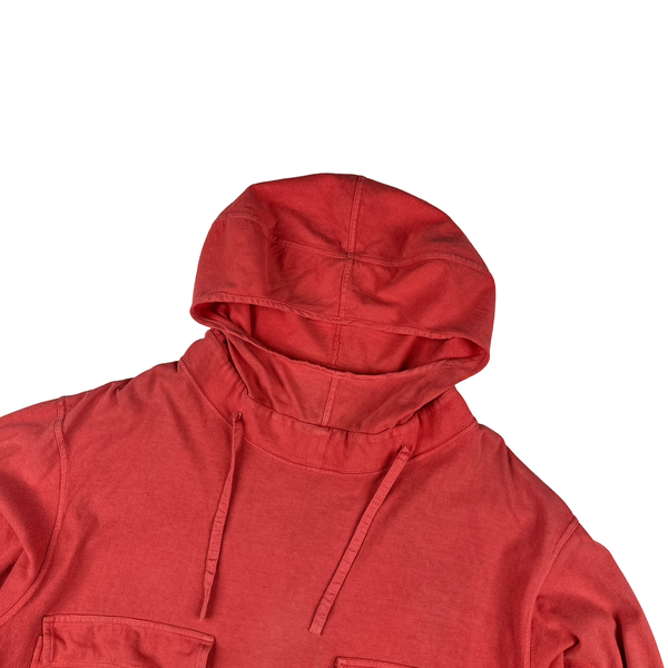 Stone Island Marina Vintage 80's Cotton Pink Spellout Pullover Hoodie - Medium
